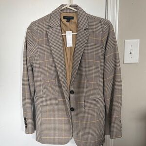 Ann Taylor Beige Checkered Blazer